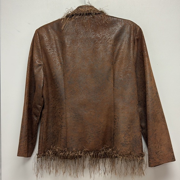 Joseph Ribkoff FABULOUS FRINGE Faux Leather Beaded Fringe Trimmed Jacket Size 14 - Picture 2 of 12